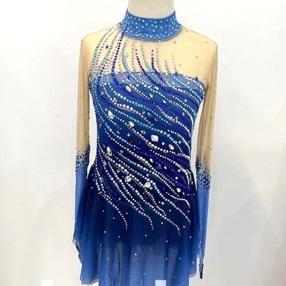 COPY - New Figure Skating Dress Size 10 (5~8T) with Hair Scrunchie (120~130cm)